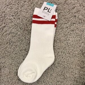 New! Toddler crew socks White and Red Striped Socks